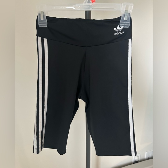 Adidas Black Leggings with White Accents - Picture 1 of 5